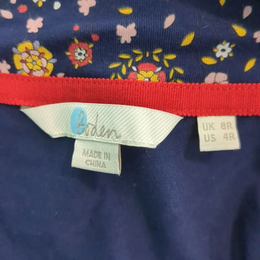 Boden Sasha Navy Blue Crown Flag Royal Print Jersey Midi Dress 4
